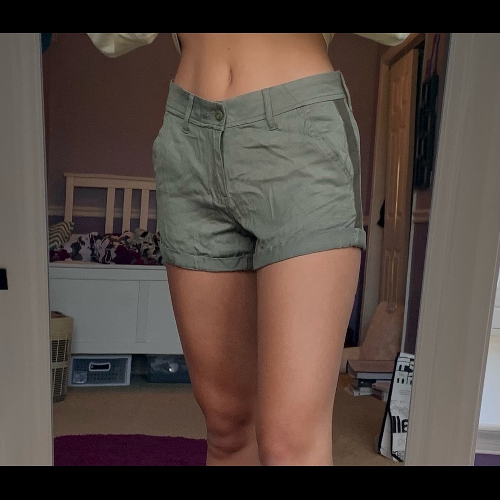 Green Jean Shorts; size 28
